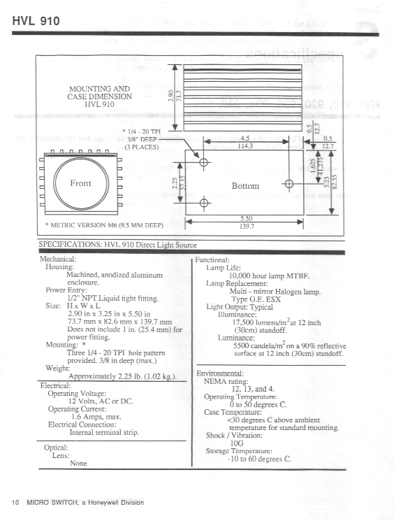 honeywell llum HVL910-DRL-000 - Item1